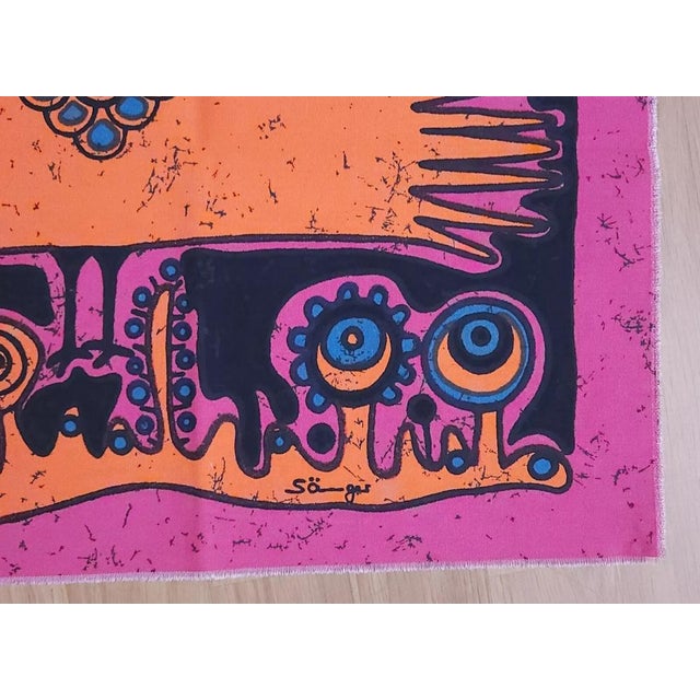 Mid-Century Modern Mid-Century German Pop Art Screen Printed Wall Hanging by Traute Sänger, 1970s For Sale - Image 3 of 4