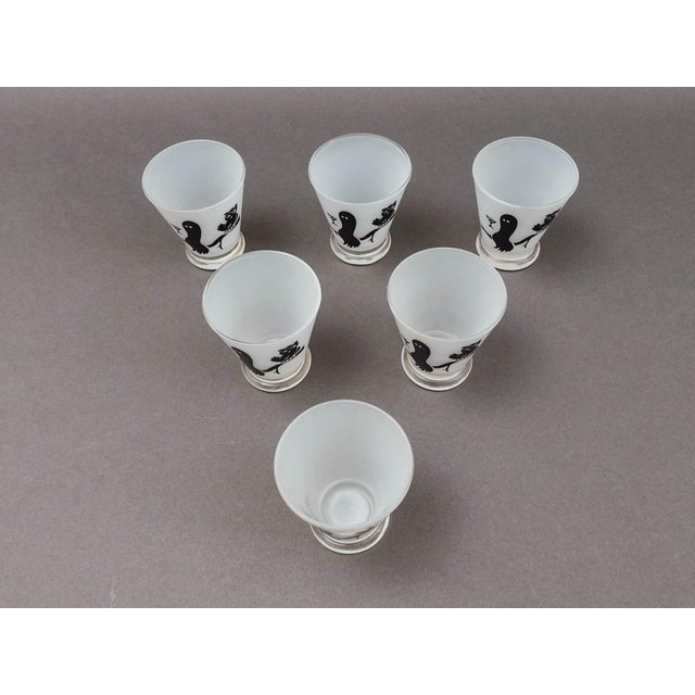 Mid-Century Modern Mid 20th Century Federal Glass Friendly Spirits Ghost Barware Glasses- Set of 6 For Sale - Image 3 of 8