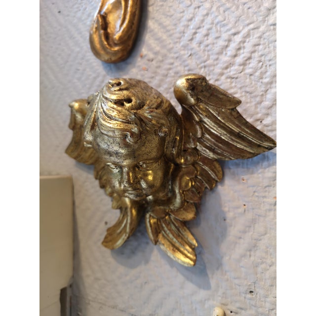 Rococo Carved Giltwood Angel Figurine Wall Decor For Sale - Image 3 of 6
