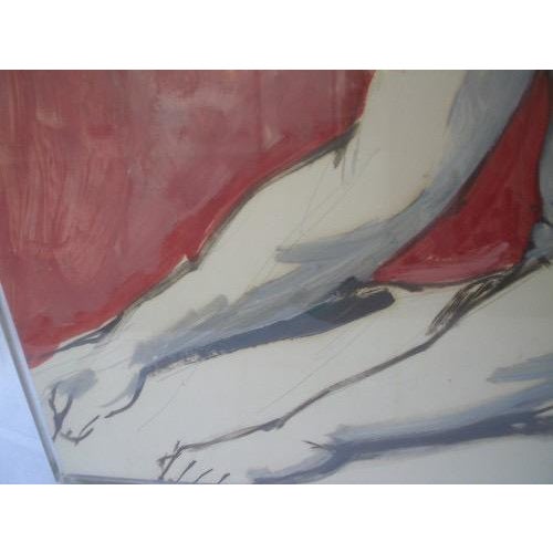 Vintage 1950s Nude Male Portrait Painting Framed Original For Sale - Image 4 of 8