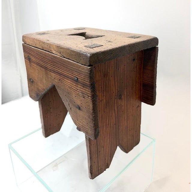 From a Spanish estate, small milking stool. Natural wood with great patina. Can be used for a plant stand, foot stool or...