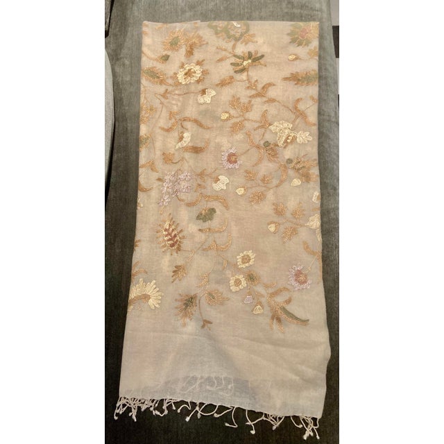 Garden Party Embroidered Floral Decorative Throw Shawl For Sale - Image 11 of 11