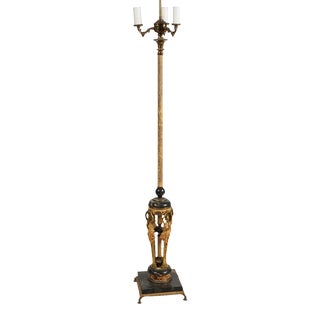 Antique Art Deco Neoclassical Bronze Figurative Floor Lamp For Sale