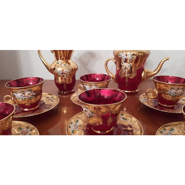 Coffee Set in Murano Glass, Gold and Ceramic by Murano for Manifattura Di Murano, 1960s, Set of 8 For Sale - Image 9 of 13