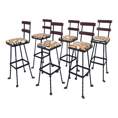 Vintage Brutalist Barstools, 1970s, Set of 6 For Sale