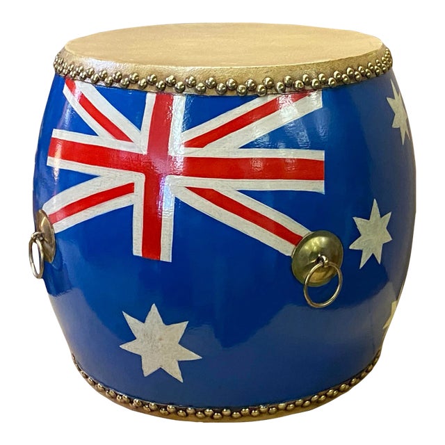 Handmade Small Round Low Flag Graphic Drum Shape Table Chairish