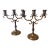 Mid 20th Century Pair of Heavy Brass Three-Light Candelabra | Dark Academia English Library Style For Sale