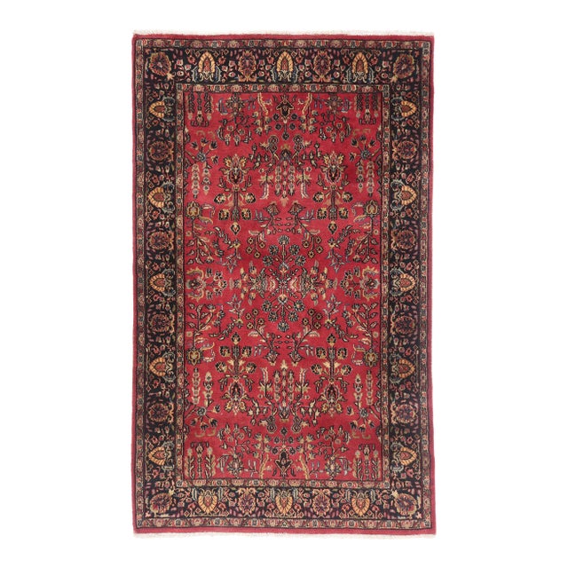 Vintage Indian Sarouk Rug, 03'09 X 06'02 For Sale