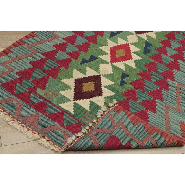 1960s Tribal Style Geometric Design Handmade Oushak Kilim Rug For Sale - Image 11 of 12