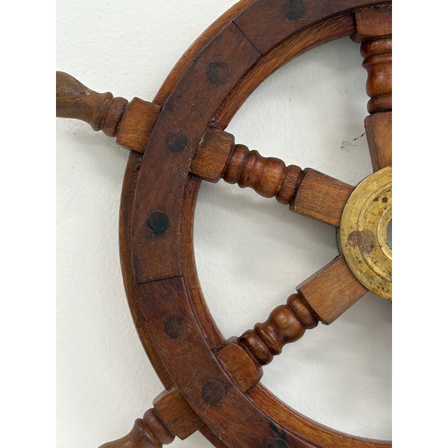Wooden Ship’s Wheel Wall Decor For Sale - Image 4 of 14