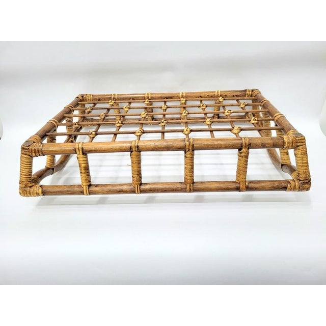 Vintage Bamboo Serving Tray Display Basket Chairish