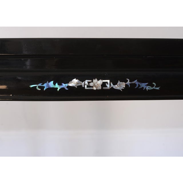 Vintage 1960s Vietnamese Black Lacquer & Mother of Pearl Side Tables - A Pair For Sale - Image 14 of 17