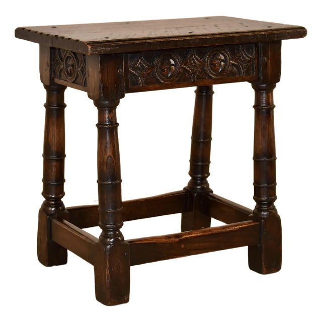 Early 19th Century English Oak Joint Stool For Sale