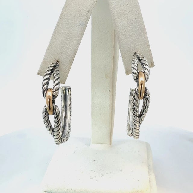 Authentic David Yurman 18k Gold & Silver Hoop Earrings Sterling Silver Estate DY617 Retail: $795.00 These elegant...