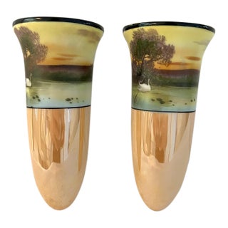 1920s Art Deco Noritake Wall Pockets, a Pair For Sale