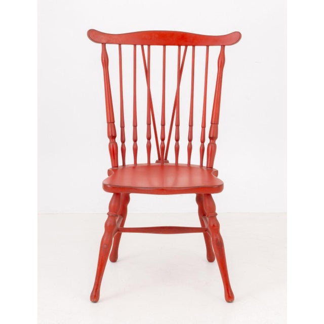 Late 20th Century Windsor Style Red Painted Dining Chairs, 4 For Sale - Image 5 of 9