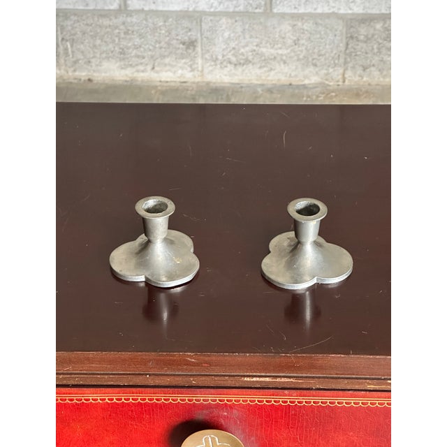 Mid-Century Modern 1930s Pewter Candle Holders by Just Andersen, Denmark- A Pair For Sale - Image 3 of 6
