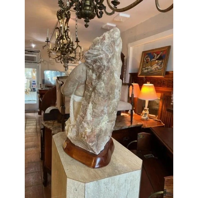 1970s Circa 1970s Chief Marble Bust Figure on Pedestal For Sale - Image 5 of 7