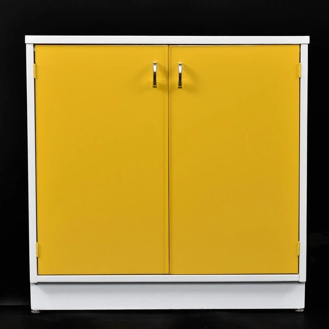 Restored 1970s Yellow and White Broyhill Chapter One Record Media Cabinet For Sale - Image 6 of 14