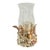 Coastal Palm Beach Handcrafted Seashell Encrusted Glass Hurricane Candle Holder For Sale