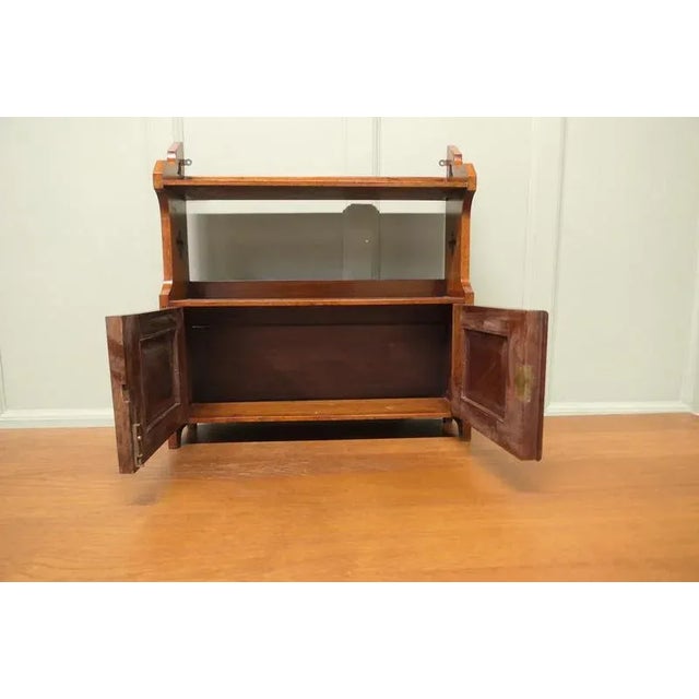 Arts and Crafts Wall Cabinet in Golden Walnut, 1890 For Sale - Image 3 of 8