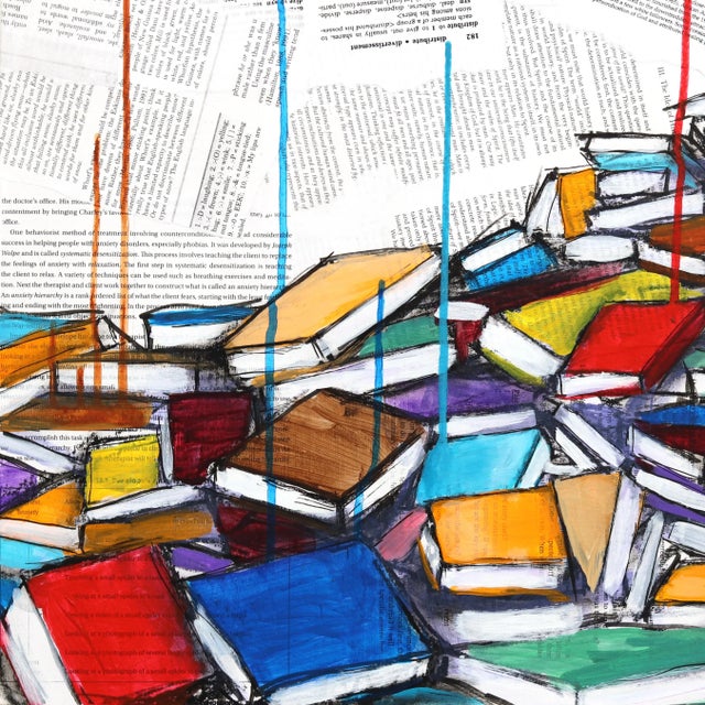 Robert Lebsack creates artworks using mixed media with ink, acrylic, and charcoal on archival copies of newspapers,...