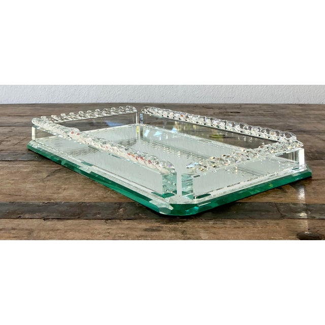 Glass Vintage Cut Glass Mirrored Vanity Tray For Sale - Image 7 of 12