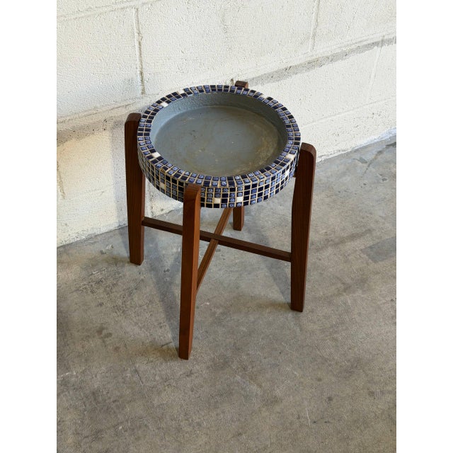 Sculpture Materials Teak Mosaic Tile Planter Stand and Plant Table Danish Mid-Century Modern 1960s For Sale - Image 7 of 9