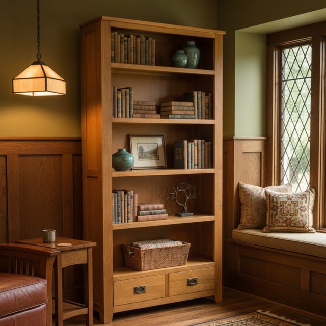 Mission Open Shelf Bookcase - Walnut For Sale - Image 11 of 14