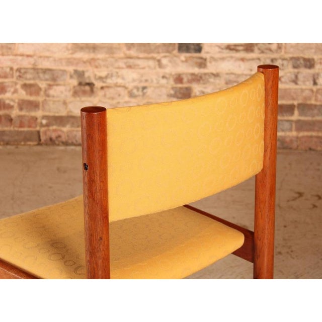 Vintage Danish Teak Dining Chairs with Yellow Fabric Upholstery, 1970s, Set of 4 For Sale - Image 10 of 12