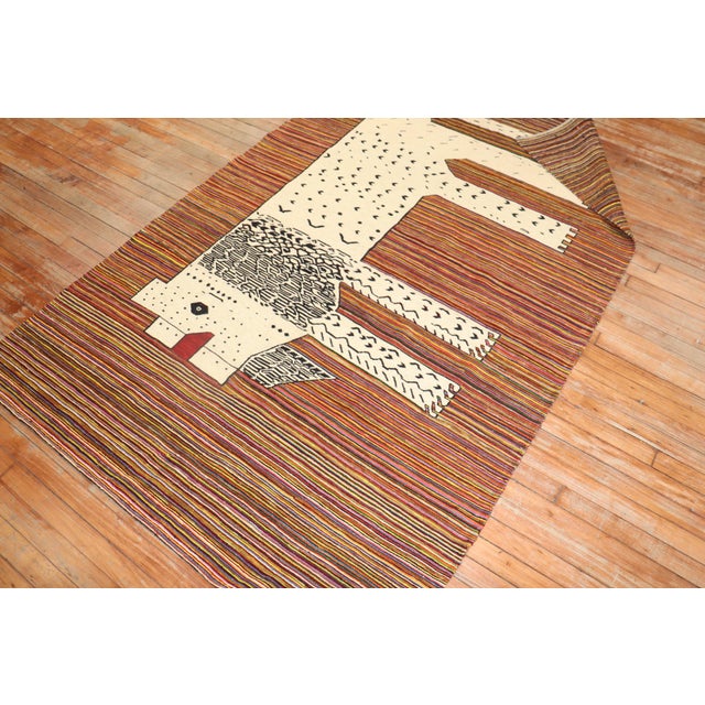 Textile Lion Persian Kilim Wall Hanging For Sale - Image 7 of 18