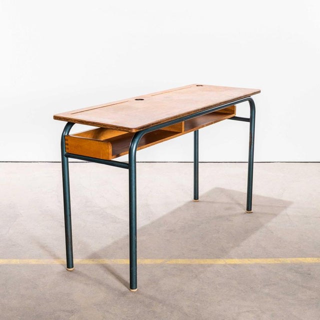 Mid-Century French Double School Desk or Console Table from Mullca, 1960s For Sale - Image 3 of 10