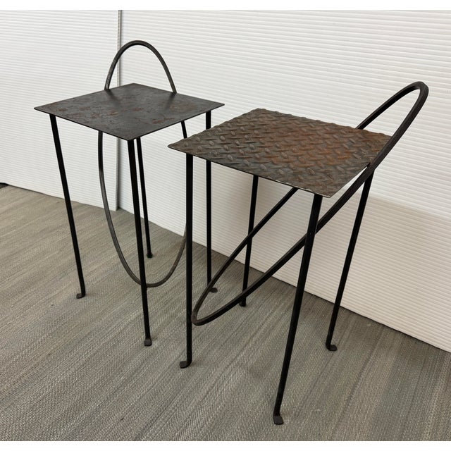 Rhode Island School of Design Wrought Iron Side Tables, Pair For Sale - Image 9 of 12