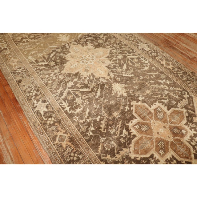 Rare size geometric Heriz gallery rug in various shades of brown. 5'3'' x 12'10''