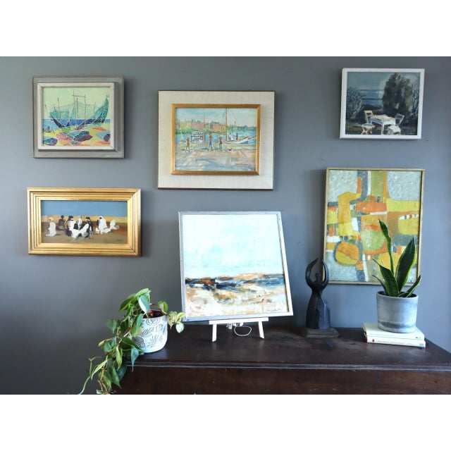 1994 Modernist 'Golden Drift' Vintage Original Mini Abstract Expressive Landscape Oil Painting, Framed For Sale - Image 11 of 11