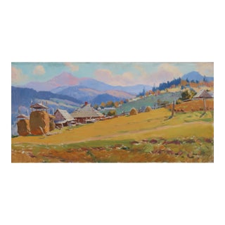 1970s Mountain Landscape Oil Painting by Sholtes Zi For Sale