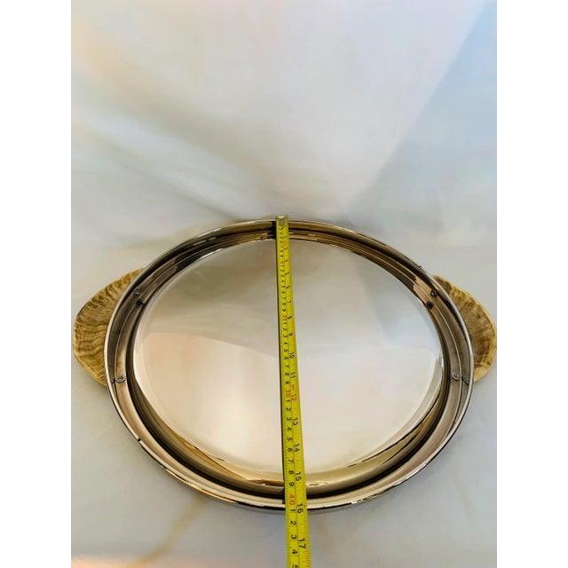 Mid 20th Century Ravarini Castoldi Vintage Silverplate & Horn Handle Tray For Sale - Image 9 of 13