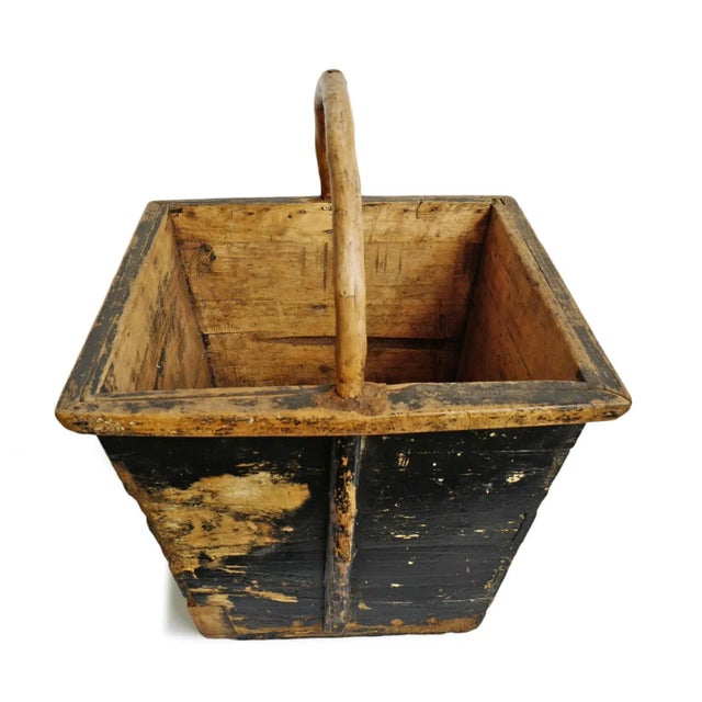 Rustic Vintage Mongolian Rustic Wood Bucket / Basket For Sale - Image 3 of 5