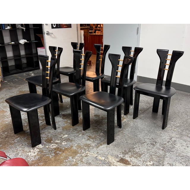 Black Pierre Cardin for Roche Bobois Vintage Black Lacquer Dining Set, Set of Nine For Sale - Image 8 of 12