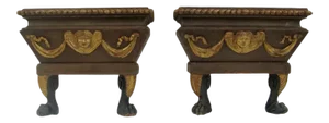 18th Century Italian Carved Gilt and Painted Console Tables with Angel and Loin foot - a Pair