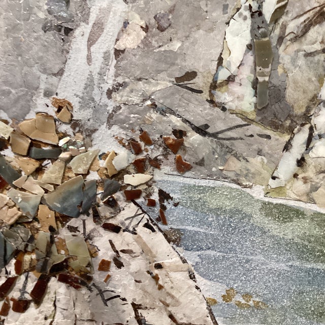 Mid 20th Century Mid 20th Century Asian Style Art Peace Painting With Mosaic Mother Pearls, Signed Framed For Sale - Image 5 of 12