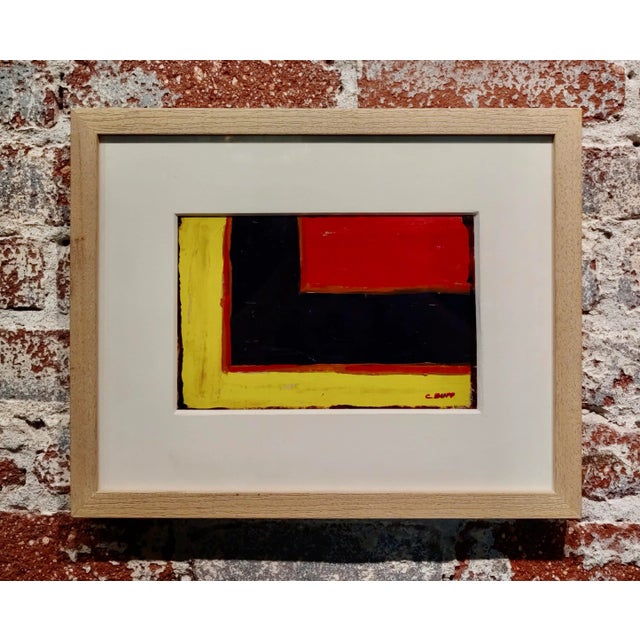 Conrad Buff Yellow Red & Black Abstract 1960s California Modernist Oil Painting Chairish