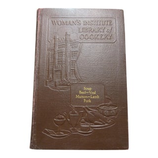 Antique Brown Cookbook: Women's Institute Library of Cookery, Soups and Meats 1929 For Sale