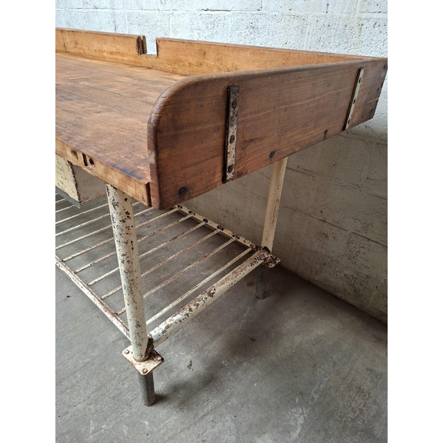 Industrial Baker's Worktable in Beech For Sale - Image 9 of 11