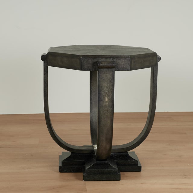 Pair of Vintage Art Deco Style Tables in Faux Shagreen by Maitland Smith For Sale - Image 11 of 15