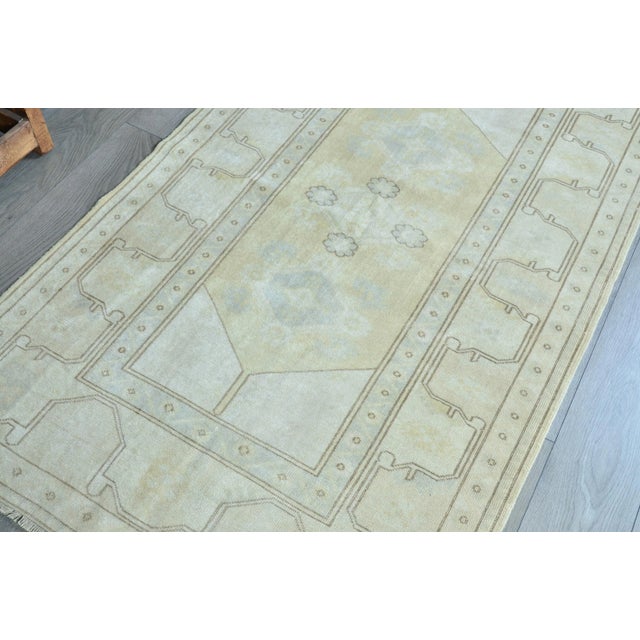Oushak Vintage Tan Khaki Color Area Rug For Sale - Image 4 of 11