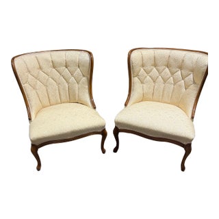 Pair of Antique Tufted Back Accent Chairs For Sale