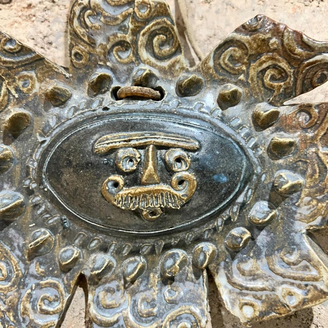 1970s Studio Art Handcrafted Sun Shaped Pottery For Sale - Image 4 of 6