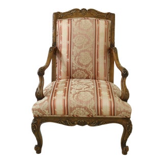 Baker French Louis XV Style Carved Open Armchair For Sale