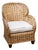 Art Deco Revival French Cane & Rattan Club Chair, C. 1980s For Sale